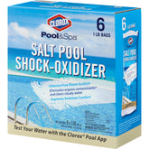 Clorox Pool&Spa Salt Pool Shock-Oxidizer bottle showing chlorine-free formula for clearer water.