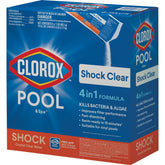 Clorox Pool & Spa Shock Clear bottle dissolving for fast pool treatment