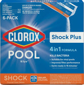 Clorox Pool&Spa Shock Plus bottle pour for fast pool treatment and clarity.