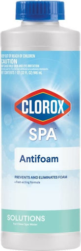 The CLOROX Pool&Spa Spa Water Antifoam bottle helps eliminate foam for smoother spa sessions.