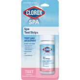 Clorox Pool & Spa Test Strips bottle shows color results for quick water checks