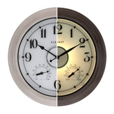 CLXEAST 18-inch illuminated outdoor clock with backlight for night viewing.