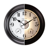CLXEAST 24-inch LED outdoor clock front view with oil rubbed bronze finish enhances porch aesthetics