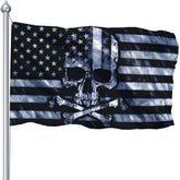 CLYTTE skull crossbones flag front view enhances pirate-themed room decor