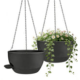 CNLBO 12-inch self-watering planter with hanging chain for easy garden displays