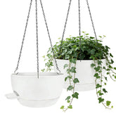 CNLBO 12-inch self-watering hanging planter with drainage holes for balcony herbs.