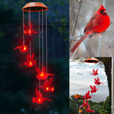 cnstorm Cardinal Solar Wind Chimes outdoors add ambient light and quiet breeze.