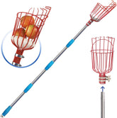 COCONUT fruit picker basket attaches to a telescoping pole for easy harvest.