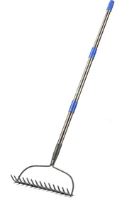 COCONUT garden rake 5ft metal rake shown for lawn leveling and debris removal.