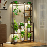 CODACE plant stand with three-head grow lights illuminating indoor plants