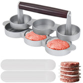 CODOHI mini burger press with three cavities front view for uniform patties.