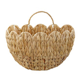Coeusy wicker hanging basket with scalloped edge for elegant storage and decor.