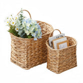 Coeusy wicker hanging baskets set of 2 on wall for stylish wall display.