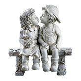 Collections Etc First Kiss Puppy Love garden sculpture front view, nostalgic yard decor.