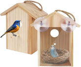 ColorfulLaVie window bird house with suction for secure indoor viewing of birds.
