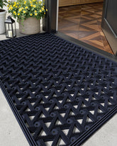 Color&Geometry door mat outside entrance drainage blue enhances entry cleanliness.