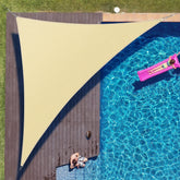 ColourTree right triangle beige shade sail in 10x10x14 provides UV protection for patios.