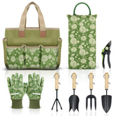 Colwelt garden-tools-set-8-piece with wooden handles for comfortable, long gardening sessions