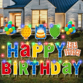 ComboJoy 15-inch happy birthday yard sign with LED lights for bright outdoor celebrations