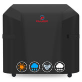 Comnova Flatrock grill cover front view protects Traeger from rain and sun.