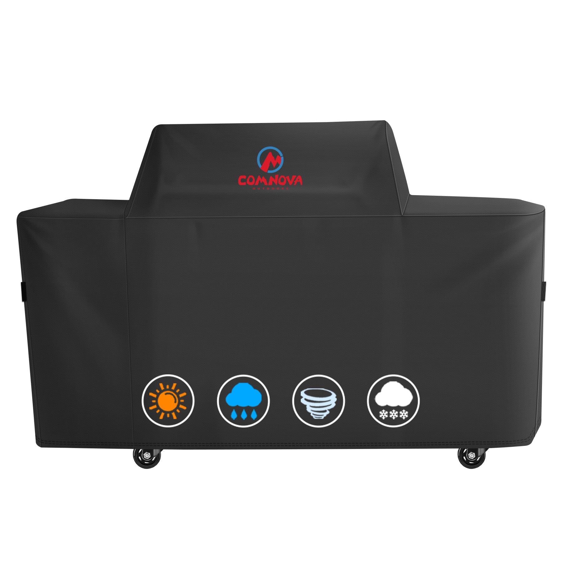 M COMNOVA OUTDOORS grill cover on Traeger Woodridge Pro protecting against rain and sun