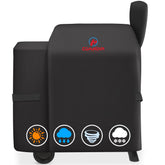 Comnova Outdoors grill cover on Traeger Pro 22 shows secure fit and coverage