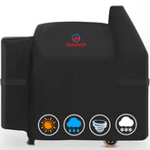 Comnova pellet smoker cover shows 56w x 27d x 46h—protection for Pit Boss and Z Grill in rain