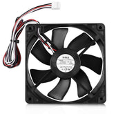 COMVIEE pellet grill induction fan front view showing compact design for even heat