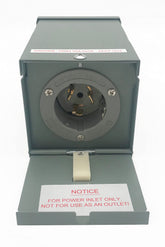 Connecticut Electric EGSPI50 front view highlights outdoor-ready inlet for quick, safe connections.