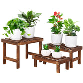 COOGOU 3-tier wooden plant stand side view for compact indoor corner display.