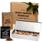 Cooking Gift Set stainless steel smoker box with hinged lid for durable use.