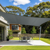 Cool Area sun shade sail on the patio offering 85-90% shade and UV protection