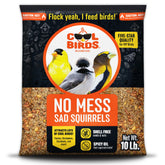 COOL BIRDS No Mess Sad Squirrels 10 lb bag promotes clean feeding with no shell waste.