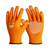 CoolJob toddler gardening gloves with orange dog paw dots for safe gardening