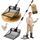 CoopMate 2-in-1 scoop with angled basket for flat-ground cleanup.