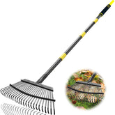 Coopvivi garden leaf rake with an 18.5-inch head clearing leaves efficiently