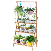 COPREE Bamboo 3-Tier Stand front view, ideal for showcasing indoor and outdoor plants beautifully.