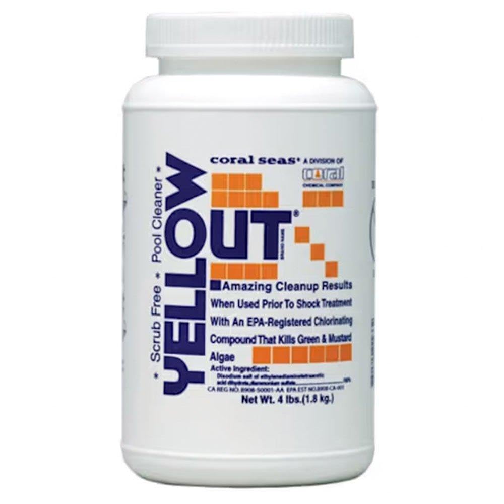 Coral Seas Yellow Out bottle-pour demonstrates quick dilution for algae control.