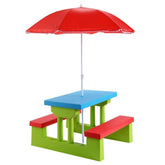Costzon Kids Picnic Table outdoor-assembly view; sturdy non-toxic material for safe play.