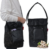 Cover Geny mesh foraging bag with open top for easy mushroom loading.