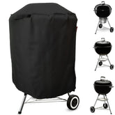 Cover Geny Premium Grill Cover on a Weber 22-inch protects against rain and wind