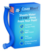 CoverBlast pool cover pump attachment eliminates hose clutter for a safer poolside.