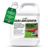 Covington Naturals liquid lawn aerator poured to improve soil aeration and drainage