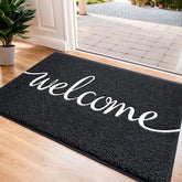 CozyBounty black door mat with welcome embossing for year-round use