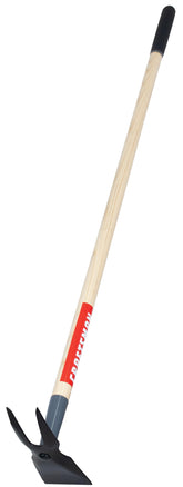 Craftsman wood handled 2 prong hoe weeding in garden beds with precise control