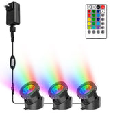 CREPOW RGB pond lights illuminate water with vibrant colors for decorative ponds