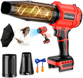 Crivnhar cordless leaf blower with LED light illuminating dark corners for easy cleanup