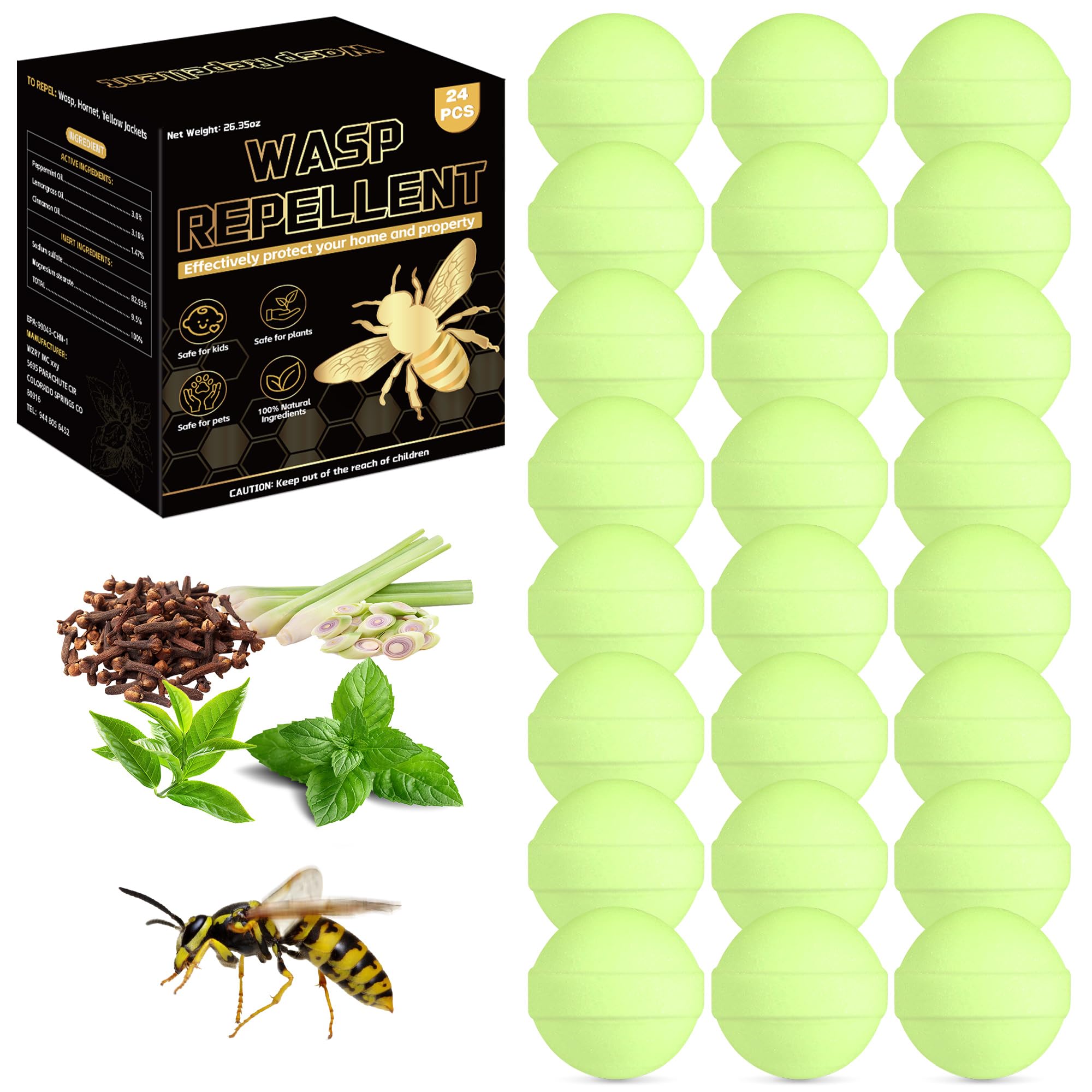 Crobirware Wasp-Bee Repellent 24-pack balls for yard use offering long-lasting deterrence.