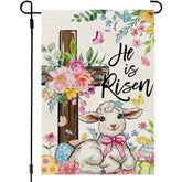 CROWNED BEAUTY Easter garden flag cross design, double-sided for yard visibility.