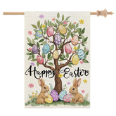 CROWNED BEAUTY Easter House Flag bunny design greets guests with festive charm